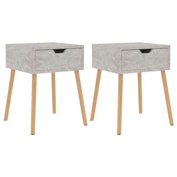 Sæt af 2 natborde med skuffe 40 x 40 x 56 cm ingeniørtræ grå DEC035398 kastanj