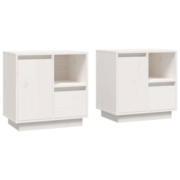 2 kpl yöpöytiä laatikolla ja lokero 50 x 34 x 50 cm valkoista mäntyä DEC034973 Vit
