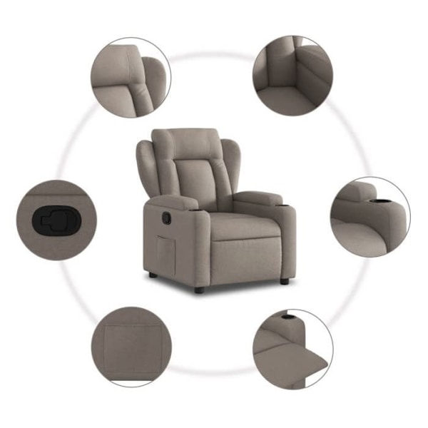 Fauteuil relax TV med komfortabel polstring og manuel vinkelfunktion i taupe stof DEC028197 Guld