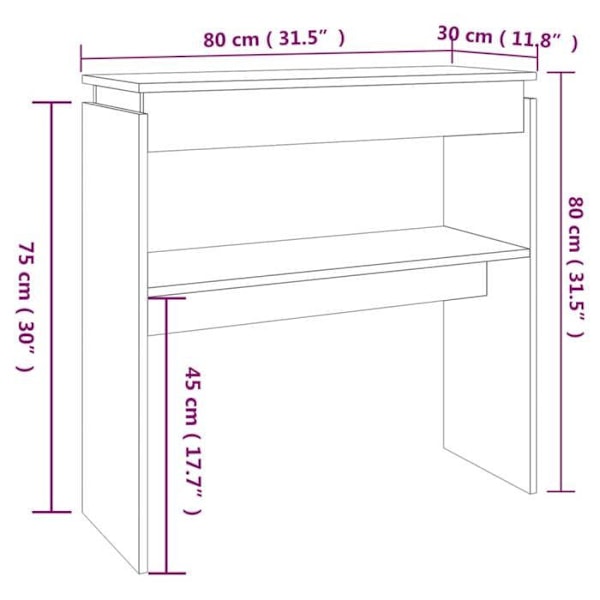 Praktisk sidobordskonsol med hyllor för en organiserad entré 80 x 30 x 80 cm grå ingenjörsträ DEC032251 kastanj