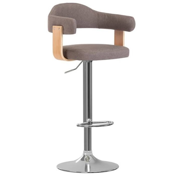Sæt med 2 barstole retro design i bukket træ, taupe stof og jern DEC029874 kastanj