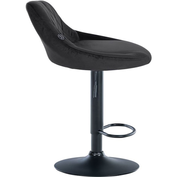 Barstol i sort velour med dekorative syninger, roterende, sort metalstøtte TDB10669 Metall