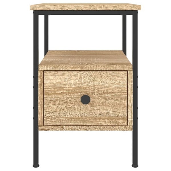 Sæt med 2 sengeborde med skuffe og hylde 34 x 36 x 50 cm træ og jern farve egetræ DEC035221 kastanj