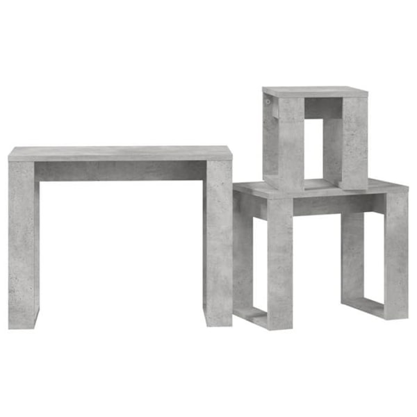 Sæt af 3 klapborde i ingenieurtræ i beton-grå DEC032725 kastanj