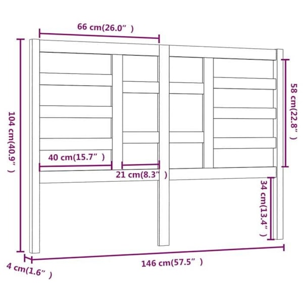 Sänggavel accessoar sovrum möbel 146 x 4 x 104 grå furu
