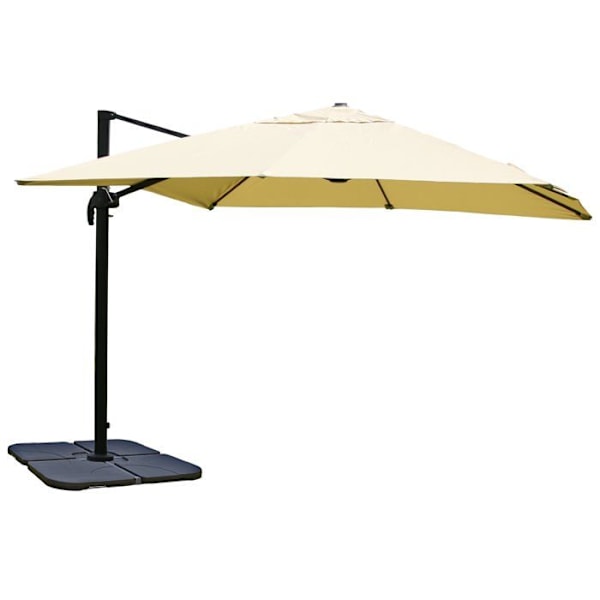 Parasol til ophængt sports med basekryds og roterende plade 3 x 3m polyester aluminium stål creme med fødder 04_0007970 Grädde