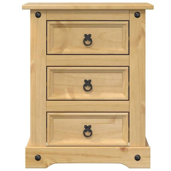 Natbord med 3 skuffer 53 x 39 x 66 cm massiv fyrretræ DEC033907 kastanj