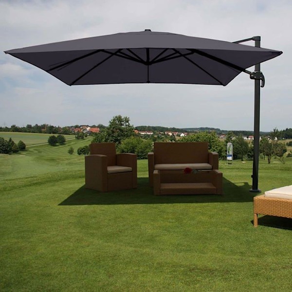 Parasol för restaurang 3 x 3 m (Ø4,24 m) polyester aluminium/stål 23 kg antracit utan parasollplattor