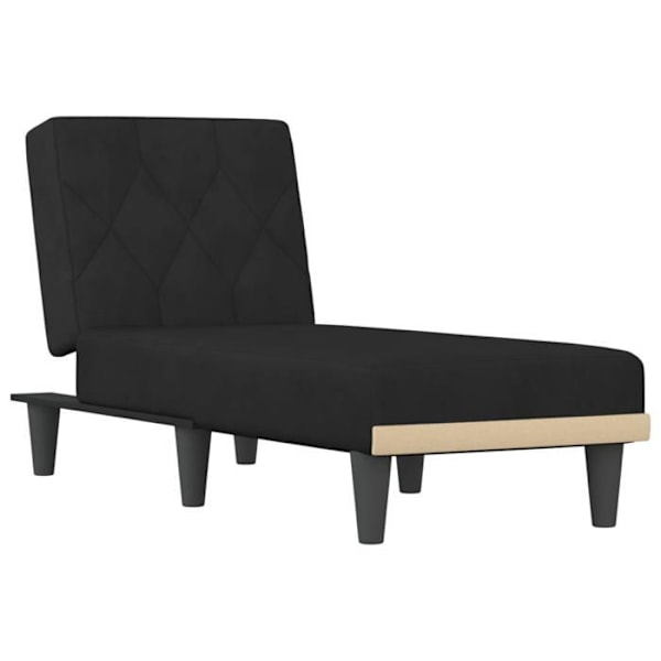 Meridienne chaise longue sisätiloihin kolme muunneltavaa asentoa mustassa sametissa DEC026217 Svart