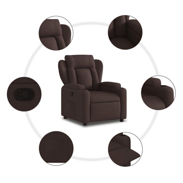 Fauteuil relax TV med behagelig polstring, manuel vippefunktion i mørkebrun stof DEC027996 kastanj