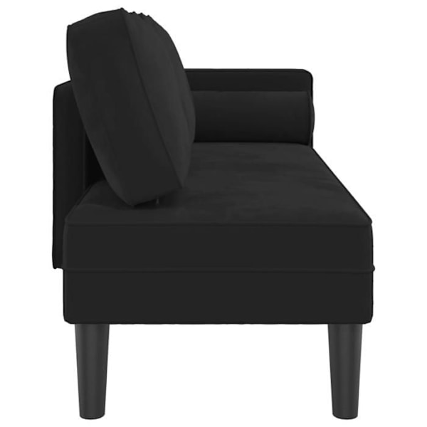 Meridienne chaise longue til indendørs med puder i sort velour DEC026092 Svart