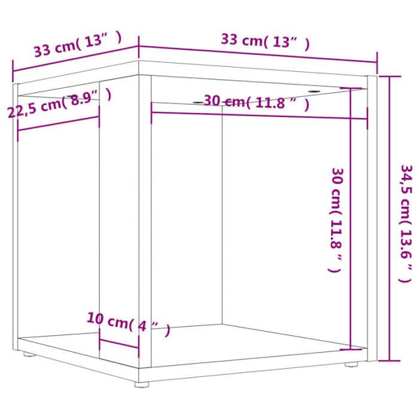 Konsolbord hörnväxtstöd 33 x 33 x 34,5 cm grå ingenjörsträ DEC032448 kastanj