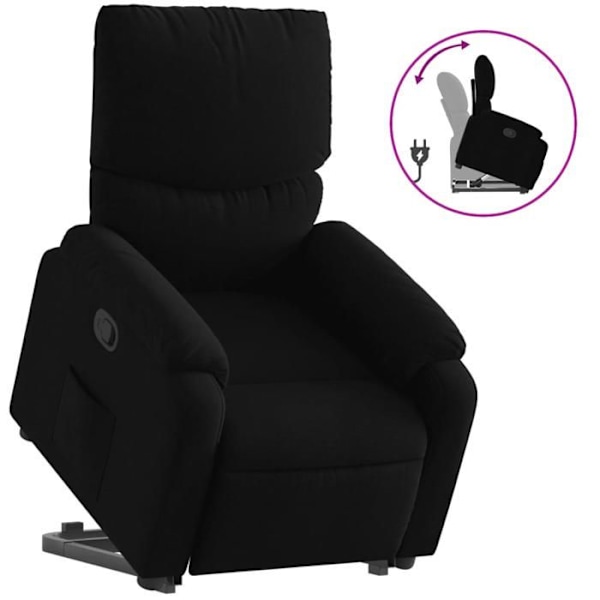 Fauteuil relax TV med komfortabel polstring og elektrisk løftefunktion i sort stof DEC028103 Svart