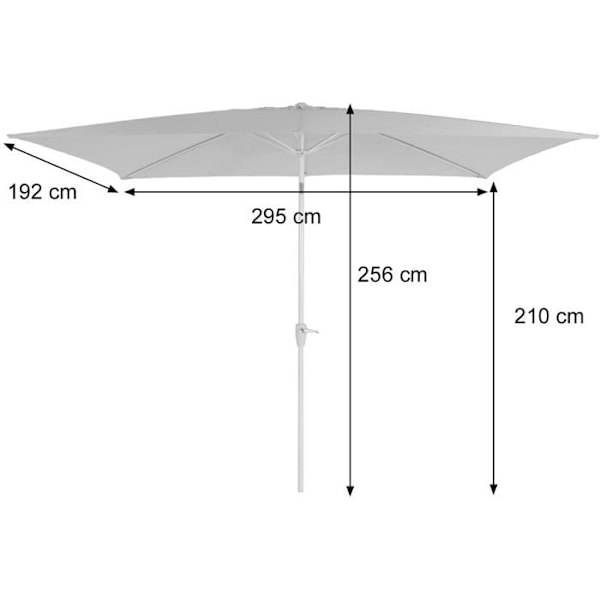 Havemøbelparasol 2 x 3m rektangulær hældbar polyester/aluminium 4,5kg antracit