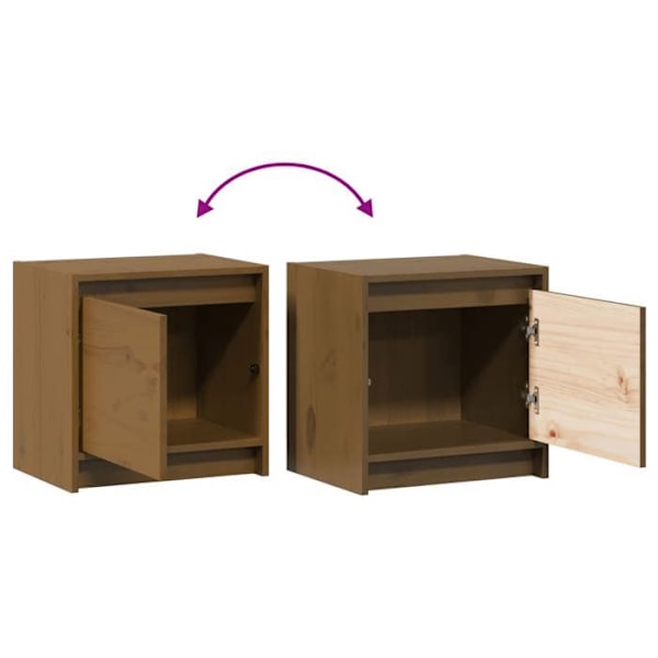 Sæt med 2 natborde med rum med dør 40 x 30,5 x 40 cm i mahogni fyrretræ DEC035446 kastanj