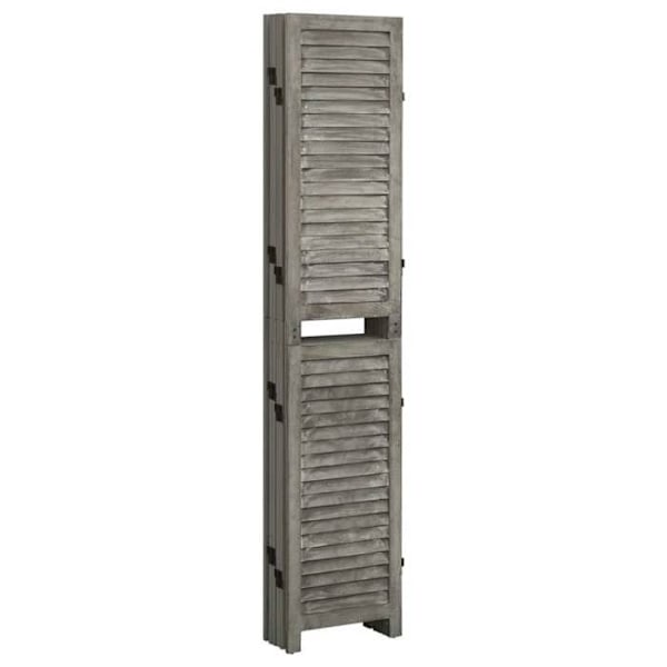 Paravent separator för rum skiljevägg 6 paneler 214 x 166 cm paulowniaträ grått väderbitt DEC031074 kastanj