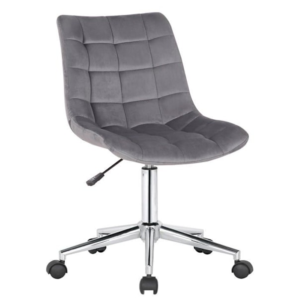 Grå velours kontorstol på hjul, moderne design, justerbar højde BUR10595 Grå