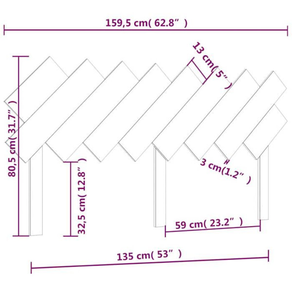 Sengehoved tilbehør soveværelse møbel 159,5 x 3 x 80,5 grå fyrretræ
