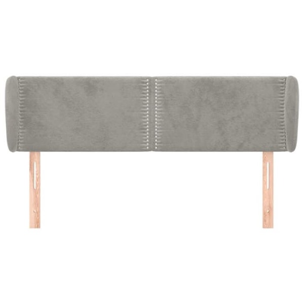 Hovedgærde til seng, soveværelse, møbel med sidekant 147 x 23 x 78/88 cm, lys grå velour TDL02052 Grå