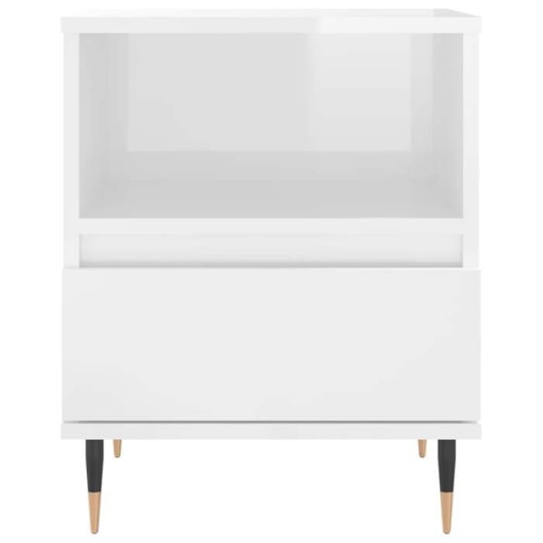Sæt med 2 natborde med åben sektion og skuffe 40 x 35 x 50 cm i hvidt ingeniørtræ og metal DEC035008 Vit