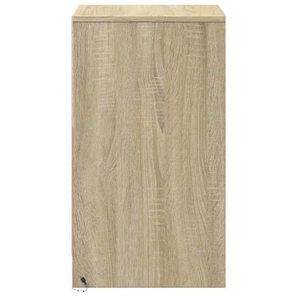 2 kpl yöpöytiä laatikolla ja LED-valolla, valmistettu tammivärisestä engineered woodia DEC032852 kastanj