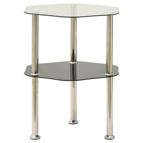Bordplade til planter, 2 niveauer, transparent og sort, 38 x 38 x 50 cm, hærdet glas, transparent, DEC031470 Svart