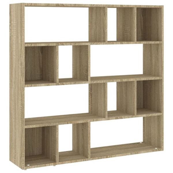 Bibliotek med förvaringsutrymme 105 x 24 x 102 cm ingenjörsträ i ekfärg DEC030704 kastanj
