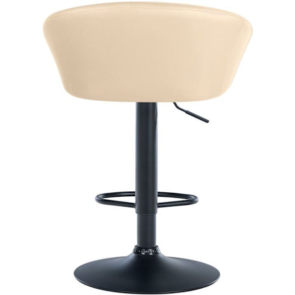 Barstol med 360° drejelig sæde, justerbar højde, creme PVC, ben i sort metal 10_0004764 Grädde