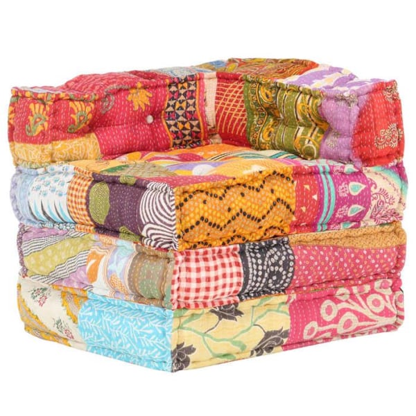 Coussin til gulv pouf moduleret chaiselong i patchwork stof 70x70x69 cm DEC021293