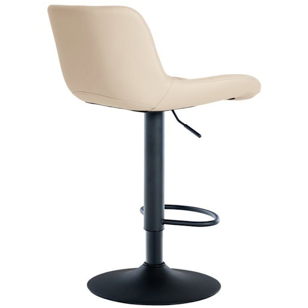 Barstol x1 sort metalkonstruktion sort sæde i creme PVC med stikninger 10_0005444 Grädde