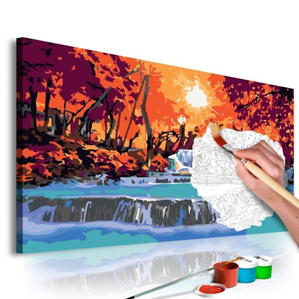 Målarset med egen design, färg efter nummer, mönster: Vattenfall 60 x 40.