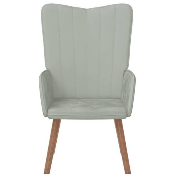 Moderne design loungestol sofa i lys grå fløjl med træben DEC026672 kastanj