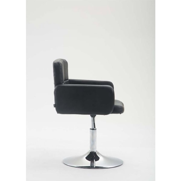 Lounge stol med polstrede armlæn der kan dreje 360° i sort PVC og krommetal 10_0002805 Metall