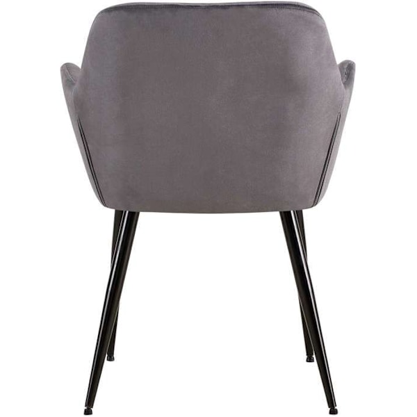 Set med 2 retro design matsalsstolar med dekorativa sömmar i rutor, sits i grå sammet 10_0001534 Grå