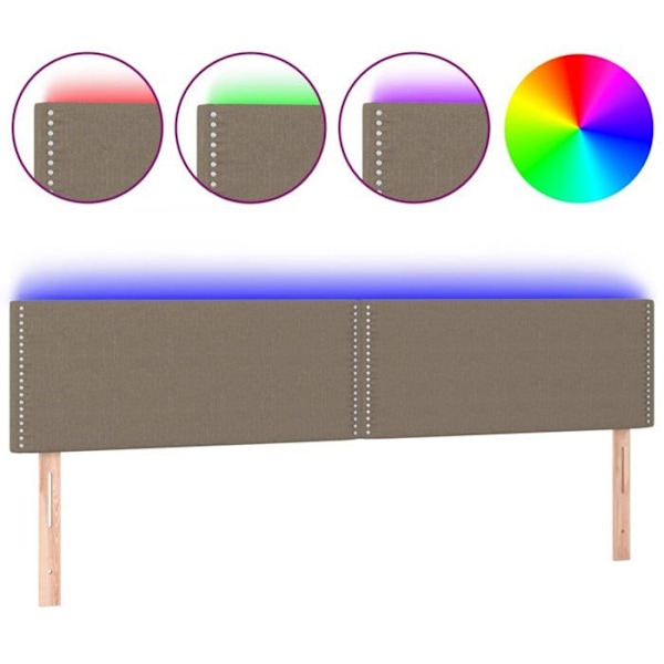 Hovedgærde til seng, soveværelse, LED-møbel 180 x 5 x 78/88 cm, taupe stof TDL0200385 Mol