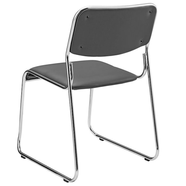 Sæt med 4 stabelbare konferencestole i grå syntetisk materiale med stel i krom metal 03_0002796 Grå