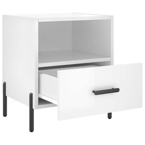 2 kpl yöpöytiä avoimella osastolla ja laatikolla 40 x 35 x 47,5 cm valkoista insinööripuuta ja rautaa DEC034997 Vit