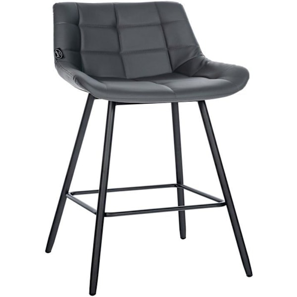 Baari stool x1, jossa on PVC-harmaa verhoilu ja musta metallijalkarakenne neljällä jalalla 10_0005456 Grå
