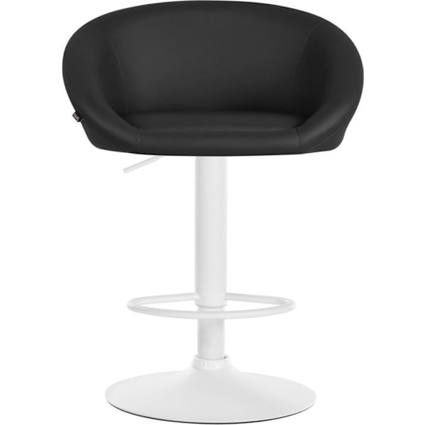 Sæde med 360° drejefunktion, justerbar højde, sort PVC, metalstel i hvid. 10_0004768 Vit
