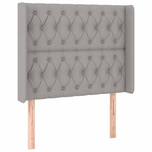 Sänggavel till bäddsoffa sovrum möbel med LED 93 x 16 x 118/128 ljusgrå tyg