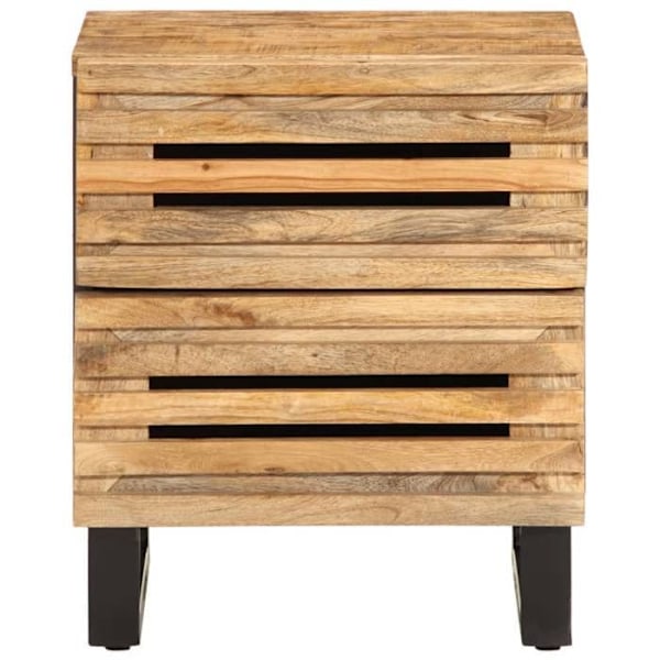 Sæt af 2 natborde med to skuffer 40 x 34 x 46 cm massivt mangotræ og stål DEC034801 kastanj
