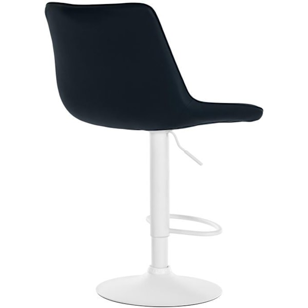 Barstol x1 højdejusterbar 360° drejelig sort PVC sæde lodret syning hvid metalfod 10_0005425 Vit