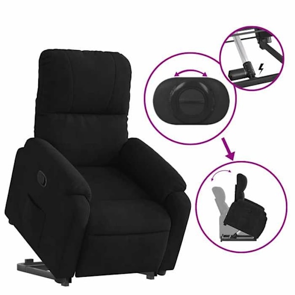 Fauteuil relax TV med komfortabel polstring, elektrisk løftefunktion, i sort mikrofiber DEC028123 Svart