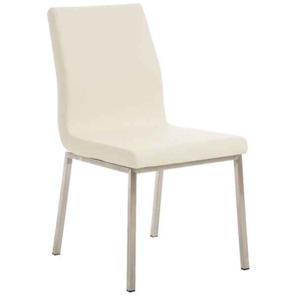 Sæt med 2 spisestole i stilren PVC creme og rustfrit stål 10_0001611 Grädde