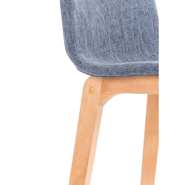 Barstol x1 moderne design i blåt stof, stabilt understel med 4 ben i lyst træ 10_0004970 Blå