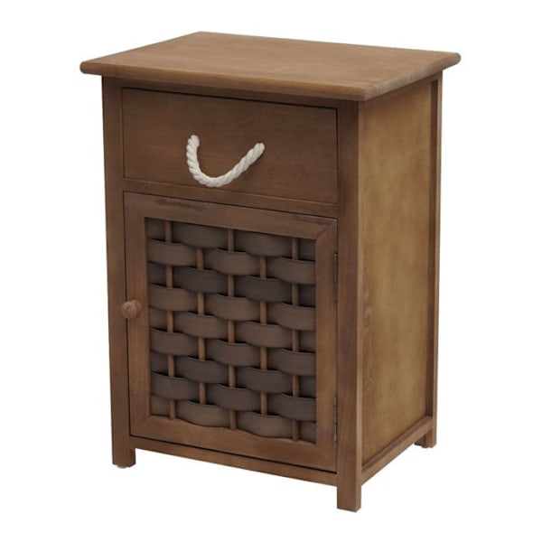 Monikäyttöinen kaappi laatikolla 55x39,5x28,5 cm polyrottinki ruskea tummanruskea puu 04_0006504 kastanj