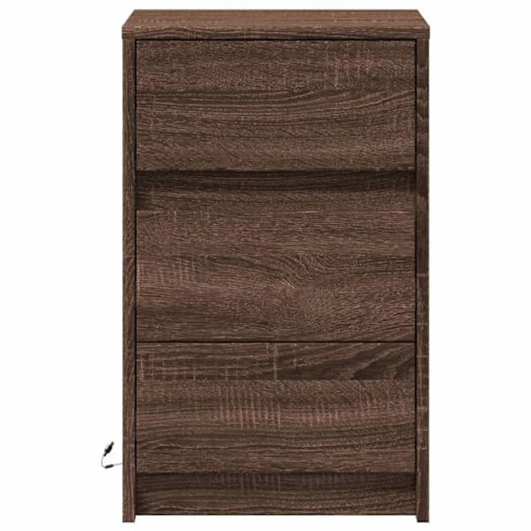 Yöpuuseinä LED-valolla ja 3 laatikolla 38 x 34 x 61 cm ruskeasta puuinsinööristä DEC032799 kastanj