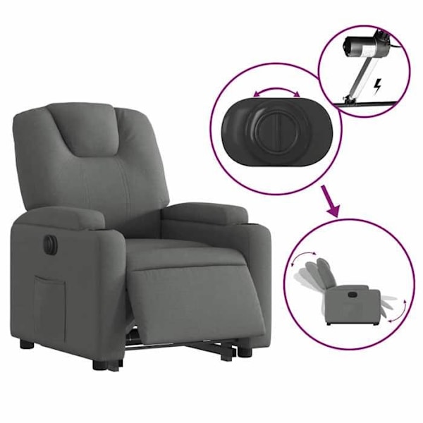 Sofa-lift TV-lænestol med elektrisk løftefunktion, meget komfortabel i mørkegrå stof DEC028366 Grå