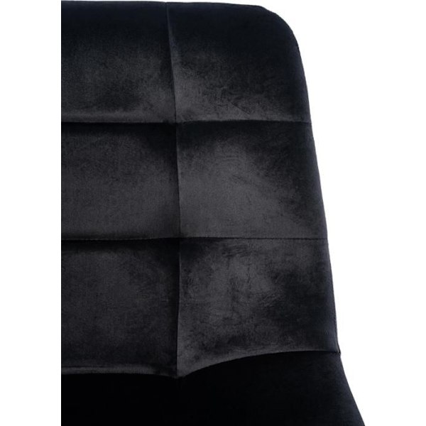 Spisestol x1 med dekorative firkantede syninger i sort velvet stof og sort metal 10_0002128 Metall