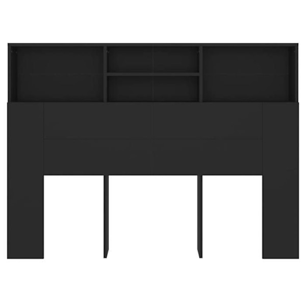 Hovedgavl med opbevaring, sengebord, hylde 140 x 19 x 103,5 MDF sort